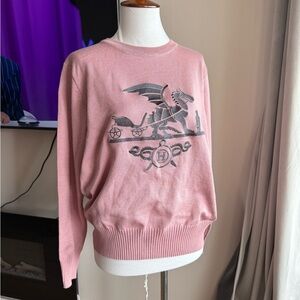 Pink designer Sweater with Dragon Carriage Design
